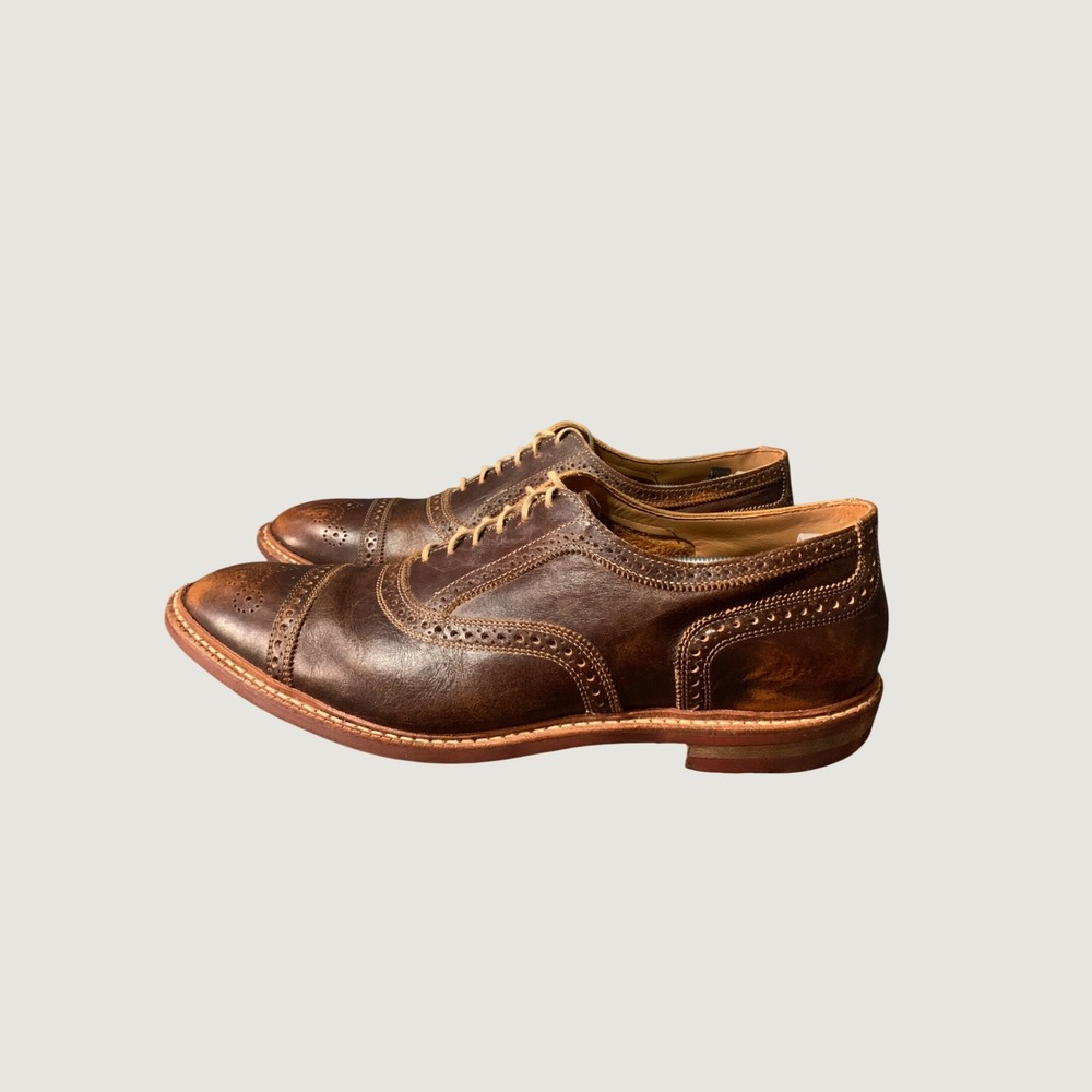 Allen Edmonds Oxford Mens 14 D Strandmok Brown Leather Brogue EUC
